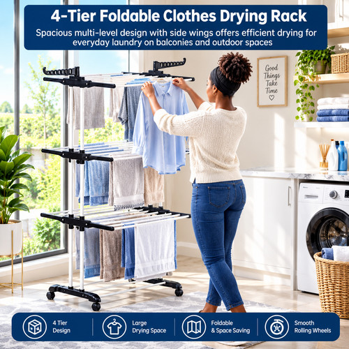 Tier clothes drying rack - 4,