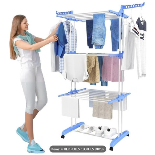 Tier foldable clothes drying - clothes,