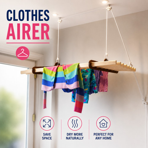 Ceiling clothes airer - clothes, pulley