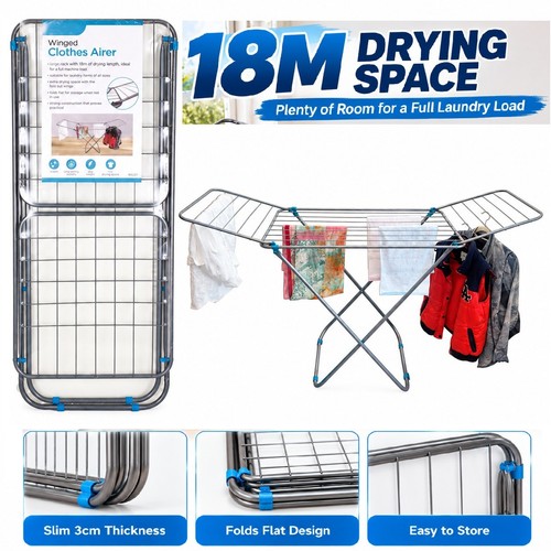 Winged folding clothes airer - folding,